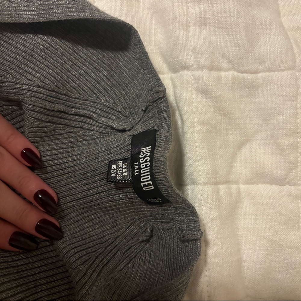 Missguided Gray Ribbed Knit Top - Picture 2 of 3